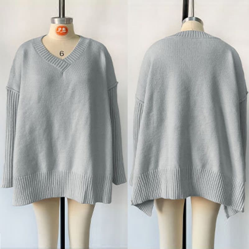 Women's Clothing Plus Size Fashion Knitwear Sweater Sexy Pullover V-neck