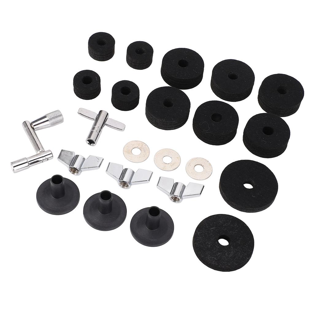 23 Pieces Cymbal Replacement Accessories Non Slip 2.5cm 4cm 5cm Felt Pads   Cymbal Sleeves Nuts Washers Base Set