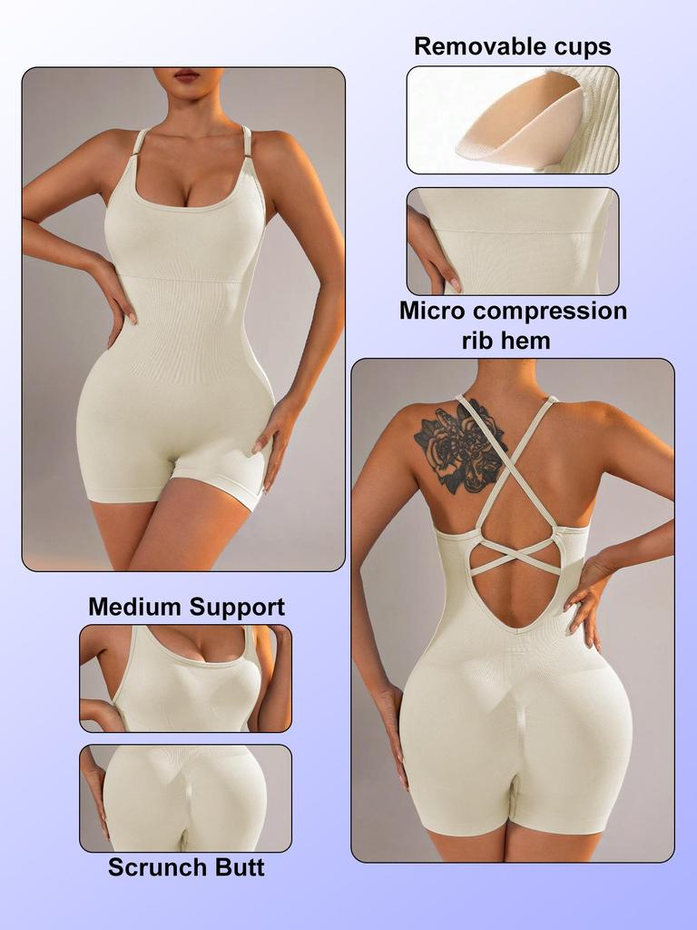 Women's Nude Feel Backless Yoga Jumpsuit - Spring/Summer Fit