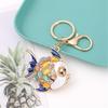 Premium Marine Inspired Keyring Zinc Metal Crafted 3 Aquatic Animal Shapes 5 Glittering Crystal Color Variants