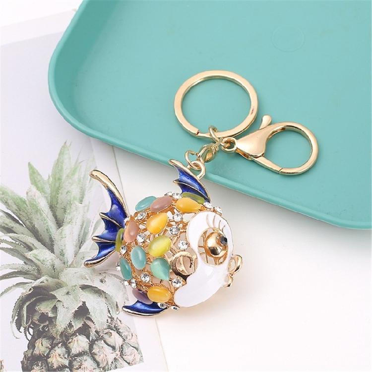 Premium Marine Inspired Keyring Zinc Metal Crafted 3 Aquatic Animal Shapes 5 Glittering Crystal Color Variants