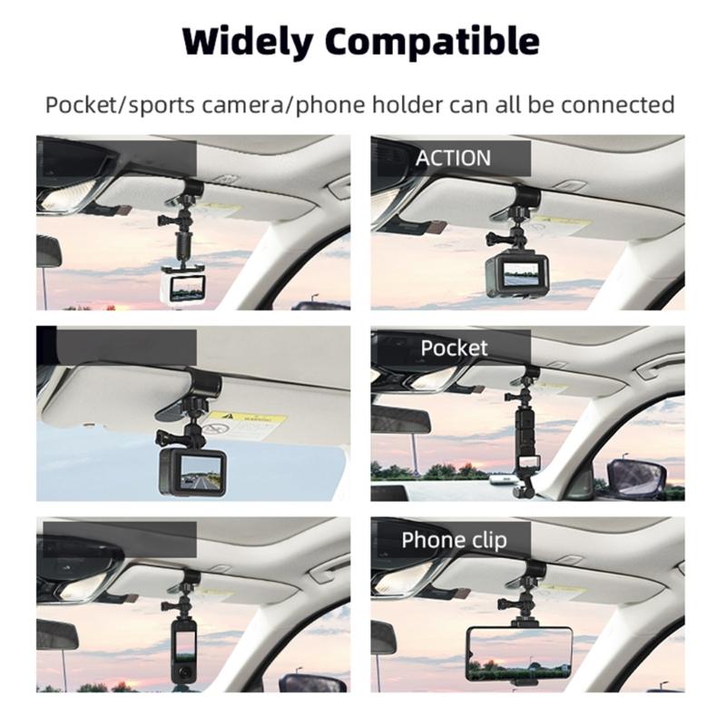 Innovative Car Sunshade Camera Mount Quick Release Clip Mounting Bracket Universal for 360 X3/Action 4 Action Cameras