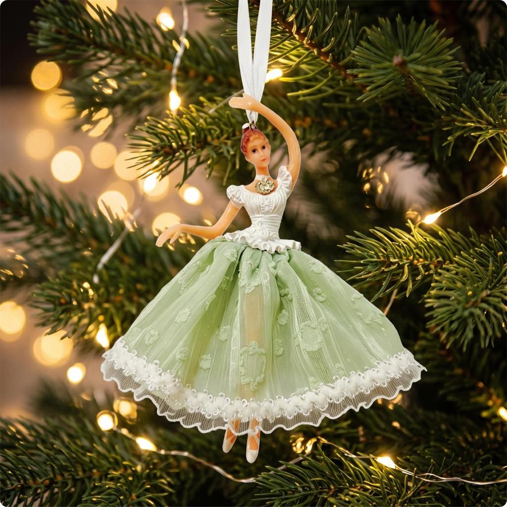 Whimsical Christmas Fairy Ornament | Layered Tulle Skirt, Delicate Lace Trim,
