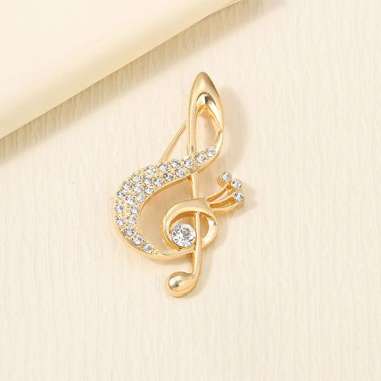 Women Brooch Sparkling Rhinestone Inlaid Musical Note Shape Anti-Exposure Buckle Suits Shirts Sweaters Bags Pin Outfit Accessory