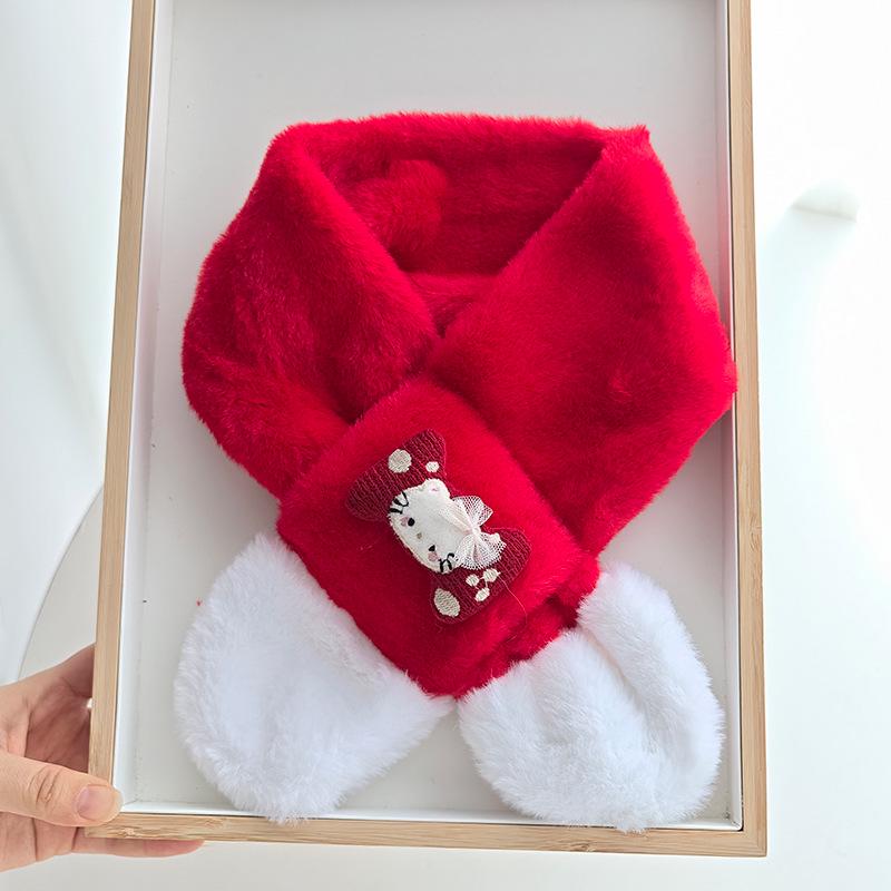 Kids' Red Knit Scarf: Winter Plush Neck Warmer
