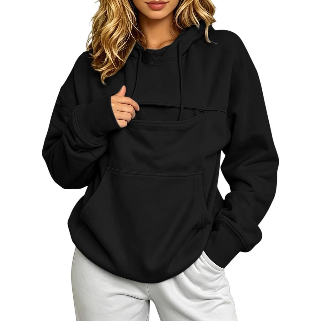 Women's Casual Loose Fit Color Sweatshirt