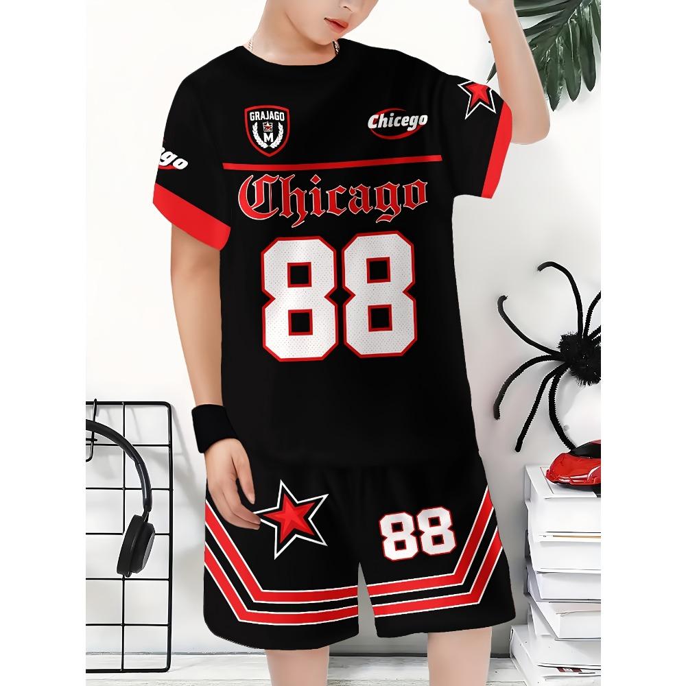 Boy Cartoon Dog Creative Fashion Rendering Printed Short Sleeve Set 150