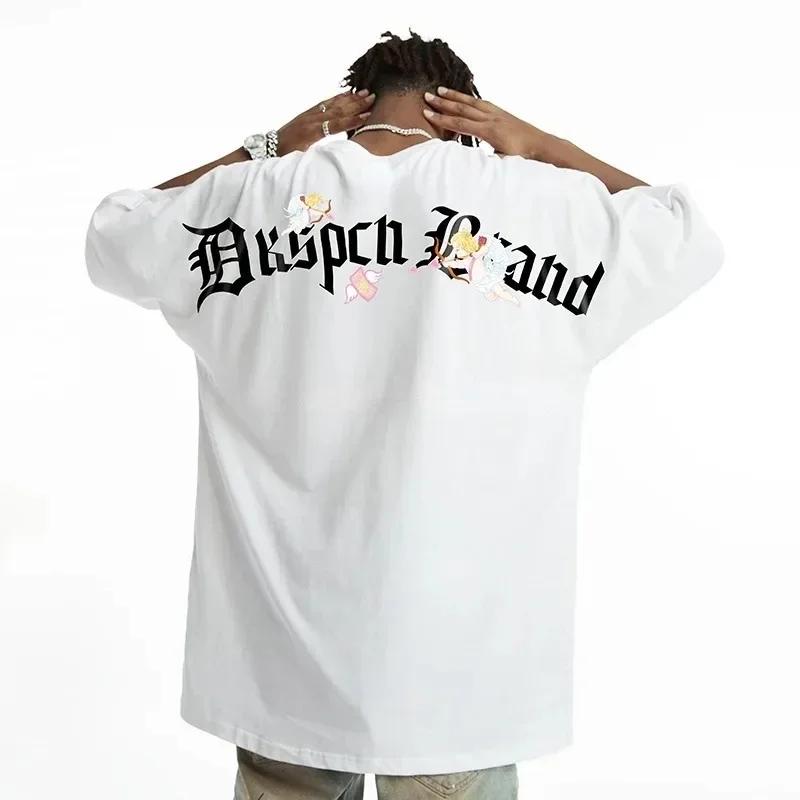 New Men's Large Size Cartoon Printed T-shirt Hip-hop Streetwear Basque Ball Team Printed Harajuku Cotton Short-sleeved T-shirt
