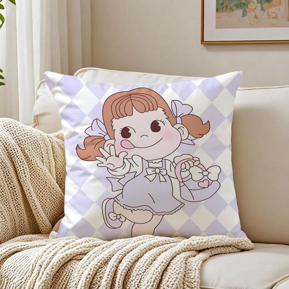 PPeko Lollipop Happy Girl Cute Pattern Cushion Cover Pillowcase Antidustmite living Room Sofa Decor Cushion Room