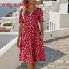 Abito Floreale Estivo con Scollo a V e Tasche per Viaggi Casual e Relax in Spiaggia
