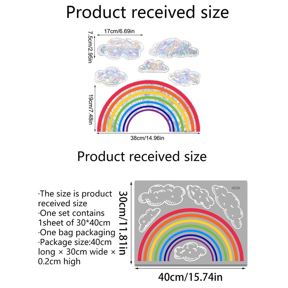 Rainbow Cloud Window Cling, Colorful Window Decor Stickers, Electrostatic Adsorption Window Decals XC1500
