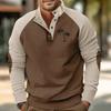 Men's Drop-Shoulder Sleeve Casual Printed Stand-Up Collar Loose-Fit Corduroy Patchwork Sports Sweatshirt