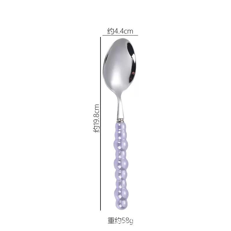 Light luxury Pearl Byen cutlery spoon High appearance level ceramic handle cutlery Steak cutlery Dessert cake fork 1PC