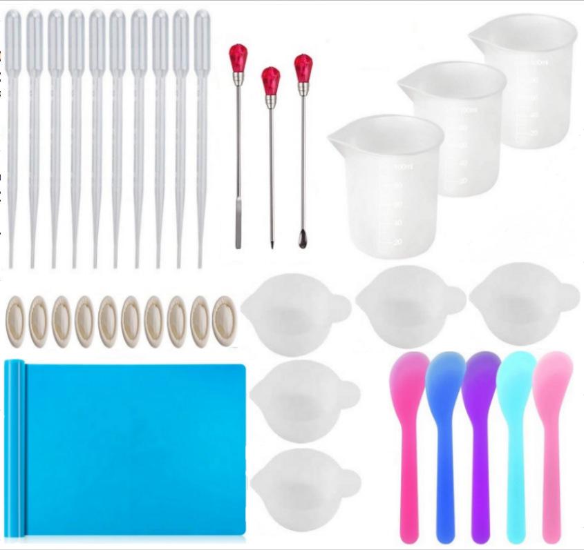 Epoxy Resin Mixing Tool Set: Silicone Pad, Measuring Cup, Stirring Stick