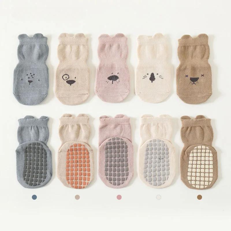 3/1 Pairs Cartoon Baby Socks Infant Newborn Anti-Slip Cotton Floor Socks For Girls Boys Cute Unisex Rubber Grips Toddler Socken