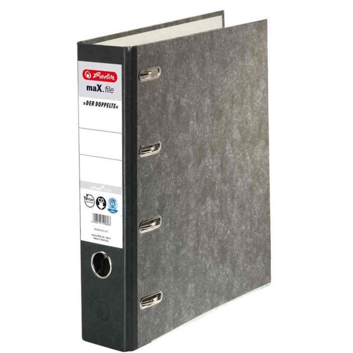 Classeur - herlitz - maX.File nature - Noir - 4 anneaux - Largeur de dos 70 mm