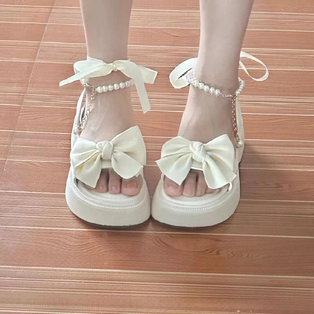 Princess Holiday Sandals Women's Summer New Bow Platform Fairy Wind with Skirt Roman Shoes