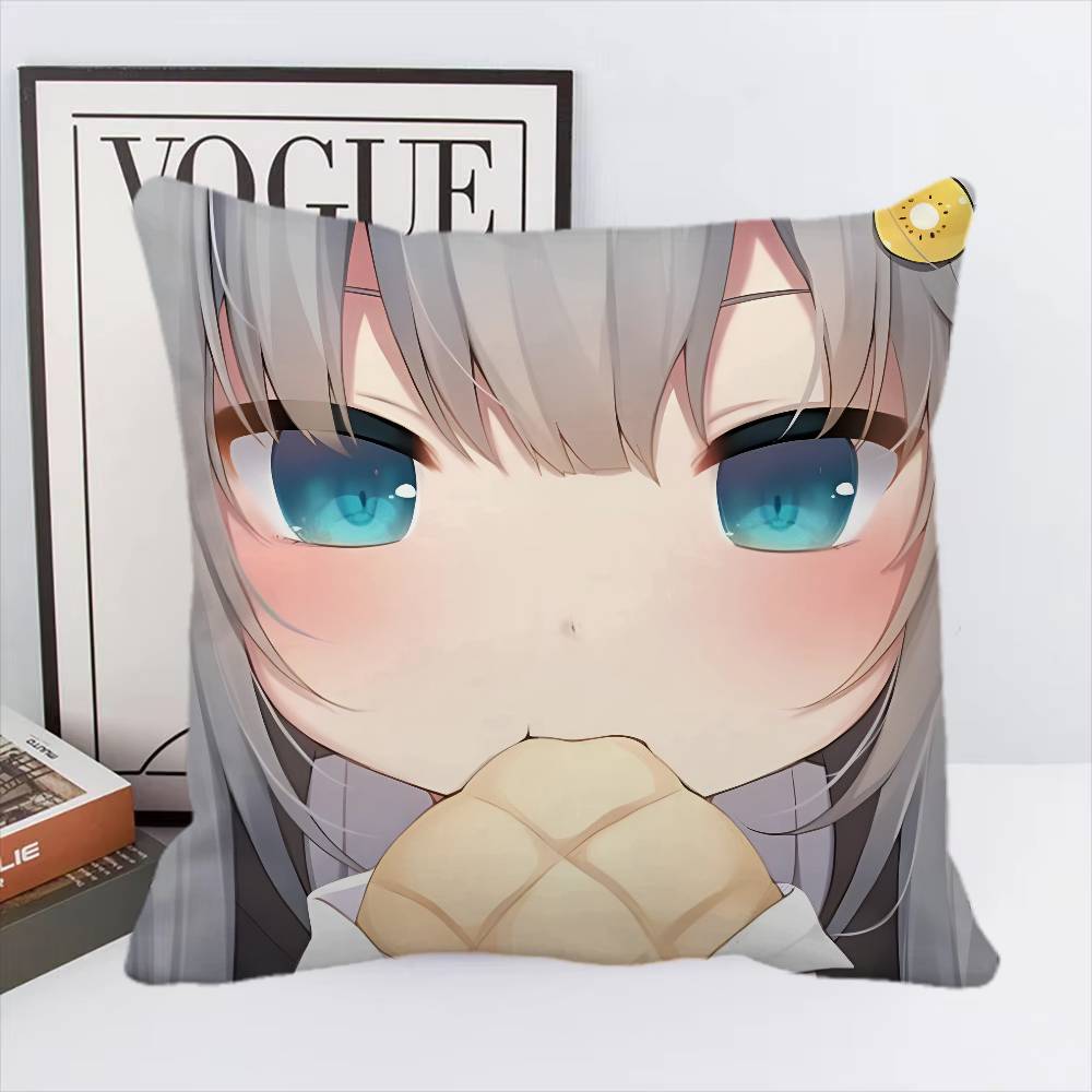 Cute NNachoneko Anime Girl Pillow Case Square Pillow Bedroom Sofa Leisure Comfort Cushion Car Home Decoration