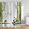 Zen Shower Curtains Black Stone Green Bamboo Lotus Spa Candle Purple Orchid Natural Leaf Bathroom Curtain Meditation Bath Decor