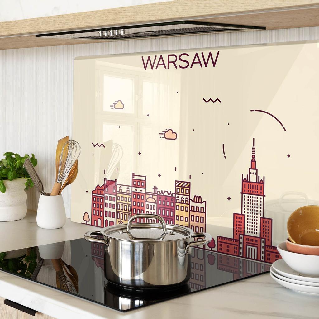 Decorative Glass Kitchen Cutting Board Warsaw Poland 80X52 Cm