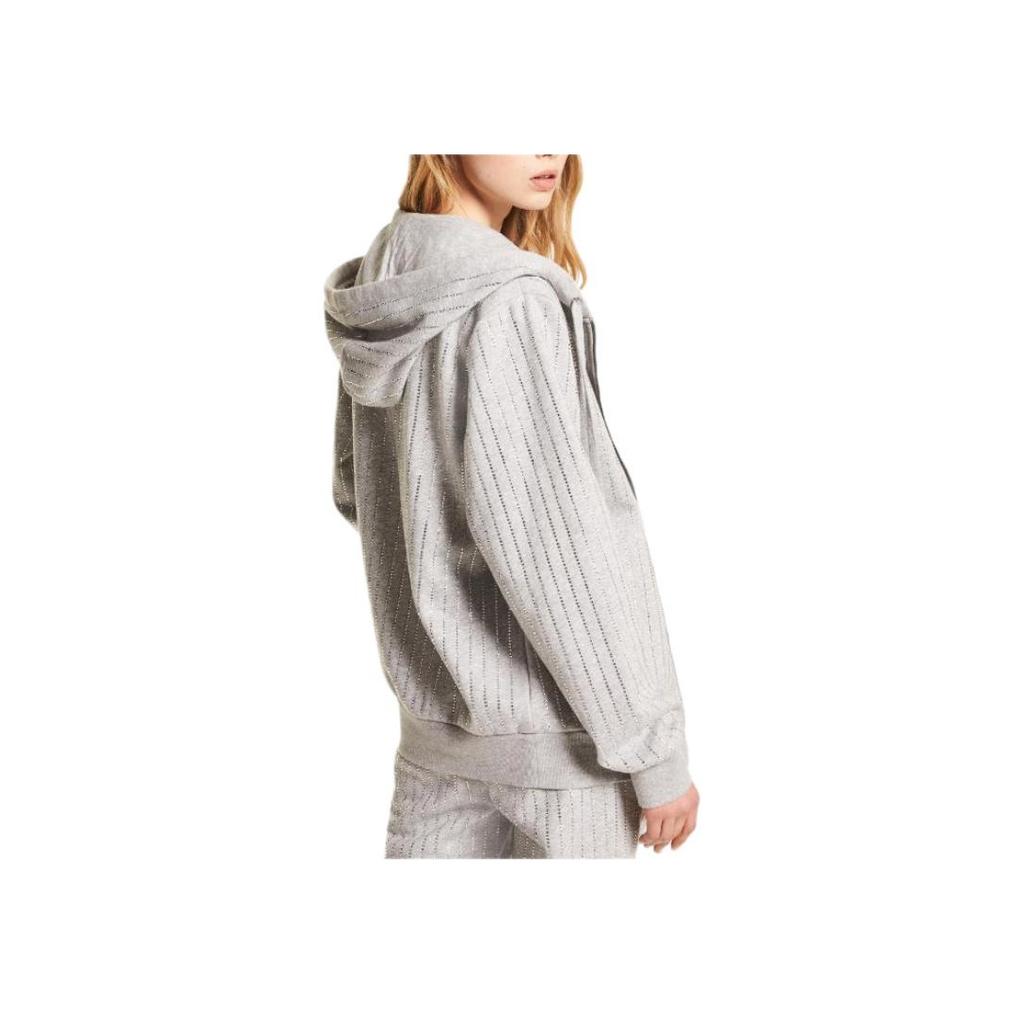 Michael Kors Ss23 Solid Color Crystal Embellished Casual Hooded Jacket Women jackets Gray MF250XR23G-036