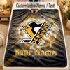 Flannel BlanketPittsburgh Penguins Custom Name Text Personalized Soft Warm Throw Blanket Home Decor Gift