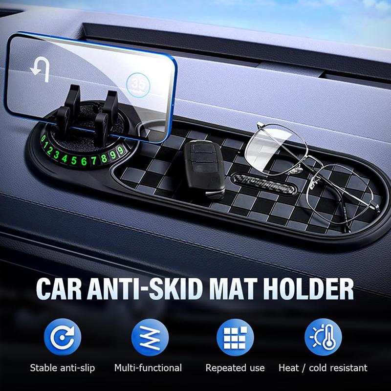 Multifunction Car Anti-Slip Mat Phone Holder For Phones Sunglasses Keys Gadgets With Temporary Parking Number Dashboard Mat
