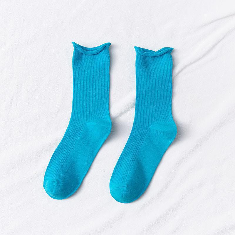 Colorful Socks, Women's Mid-calf Socks, Trendy Spring and Autumn Thin Style, Candy-colored Rolled-up Pile Socks, Dopamine Trendy Socks