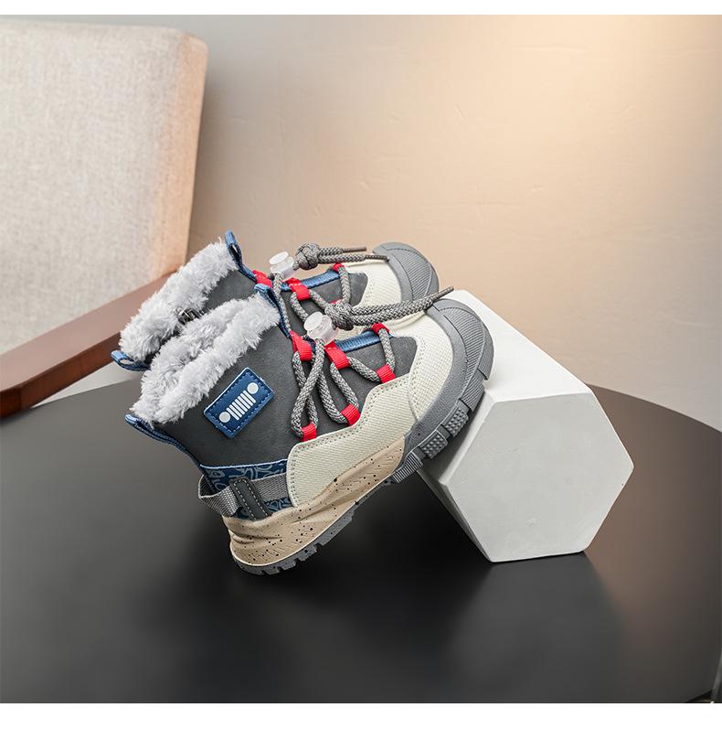Winter New Children's Cotton Sports Shoes, Soft Sole Snow Boots with Fleece for Boys and Girls