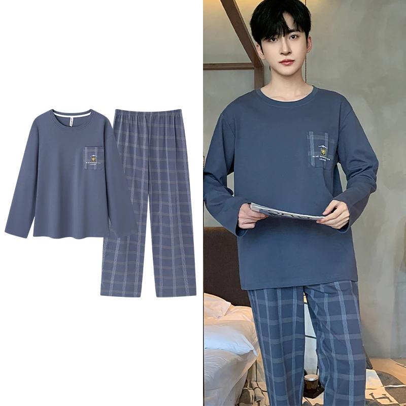 Hjorteutskrift Elegant pyjamassett for mann Høst Vinter Mote Myk bomull Herre Loungewear Komfortabelt nattøy