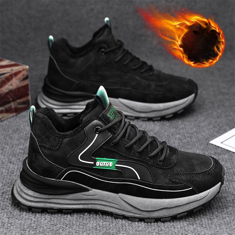 Fashion Men Sneakers Fashion 2025 Winter New Cotton Shoes Anti Slip Comfort Male Students Running Thick Soled Lace Up Casual Shoes