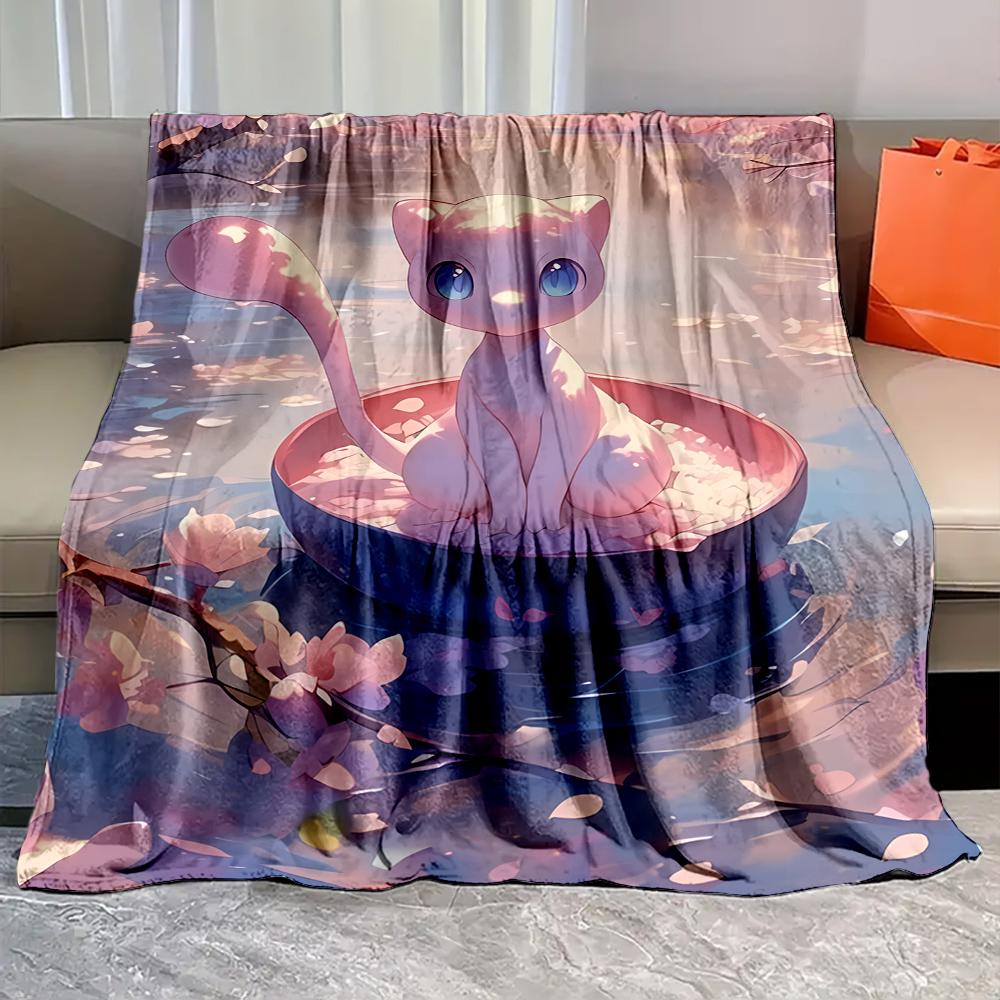 Best Seller! Pokemon-mew Printed Blanket Soft Cozy Blanket for Couch Sofa Bed Lounging, Ideal Gift for Women Mom Teacher Friends