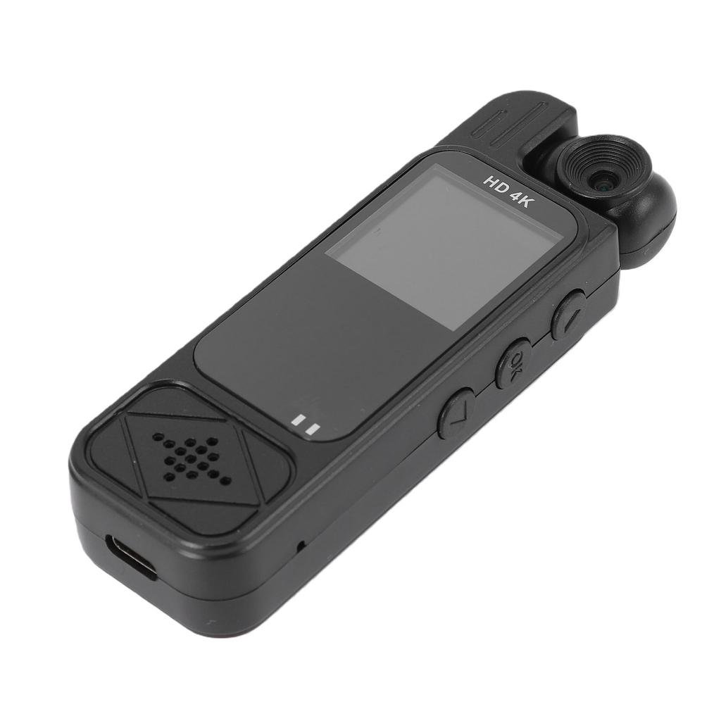 4K Body Worn Camera HD 1080P Portable Video Recorder Wearable Cam with 180 degrees  Rotatable Lens and Back Clip