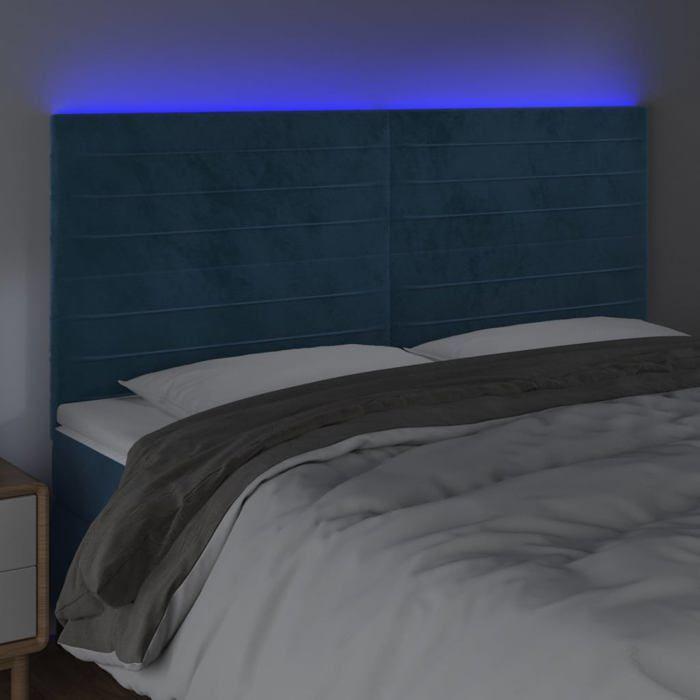 VidaXL Tête de Lit à LED Meuble de Chambre à Coucher Accessoire de Lit Double Tête de Cadre de Lit Intérieur Bleu Foncé 3122628