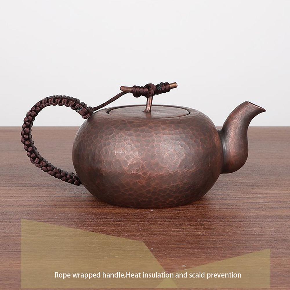 Chinese retro style red copper teapot, Handmade pure copper tea kettle, Health wellness tea set, Home boiling water pot, 450ml