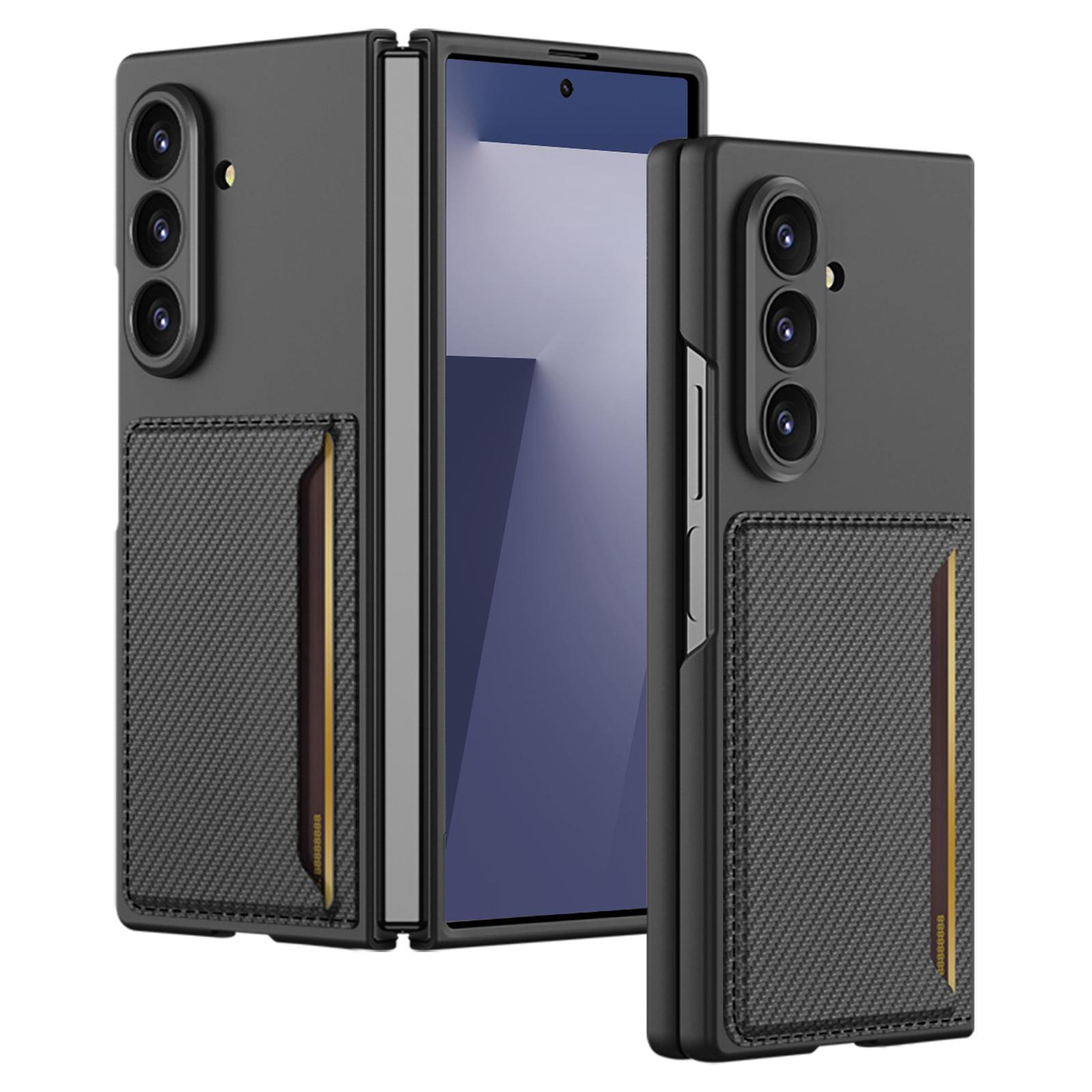 

GKK For Samsung Galaxy Z Fold7 5G Case Hard PC Phone Cover with Slim Card Holder,Screen Film Carbon Fiber Texture