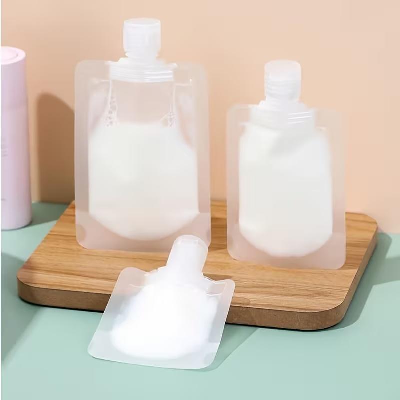 Set of 3 Travel Refillable Flat Pouches for Shampoo, Liquid Lotion, And Cosmetic Dispensers, 1.01oz, 1.69oz, And 3.38oz Sizes