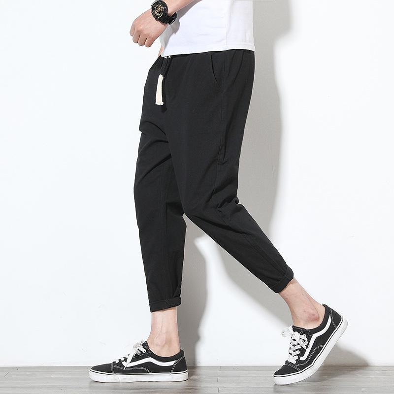 

Men s Attire: Leg Pants, Sportswear Pants, Harun Pants, Slim-fit Cotton and Linen 9-inch Pants, Shorts, 7-inch Pants, Students 5XL чорний