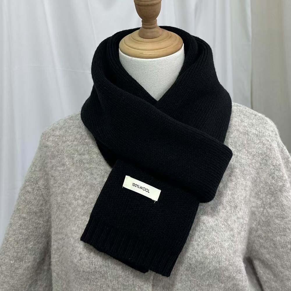 Cold-proof Knitting Wool Scarf Solid Color Winter Warmer Scarf Long Thickened Neckscarf  Winter