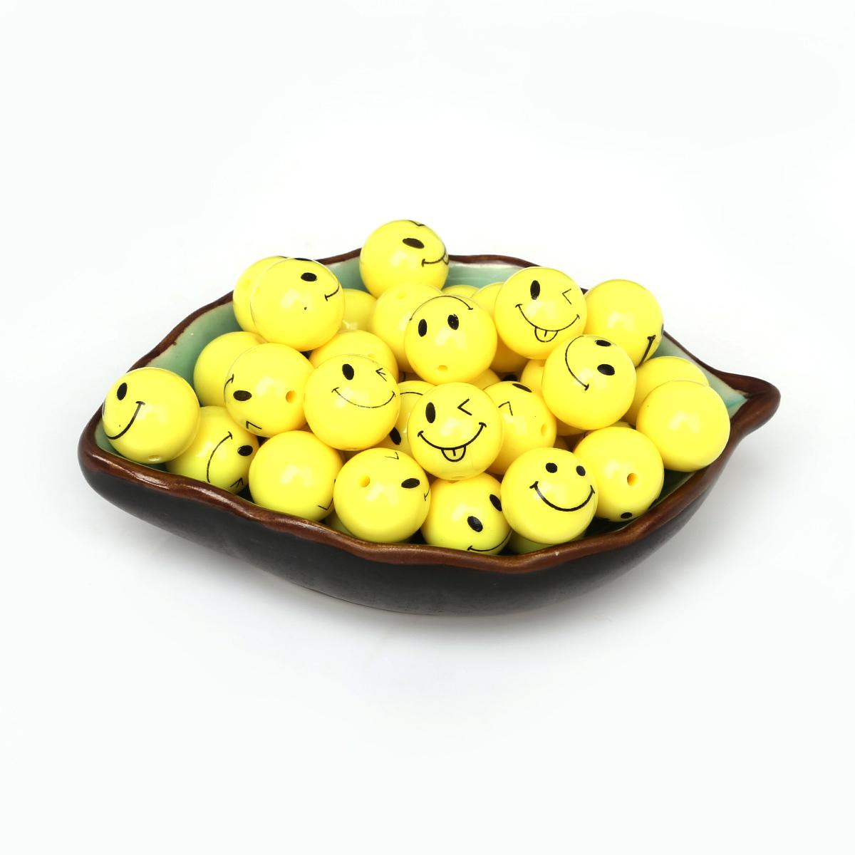 

12-18 мм акриловые круглые шариковые бусины со смайликом для изготовления ювелирных изделий DIY аксессуары 14mm 40pcs жёлтый