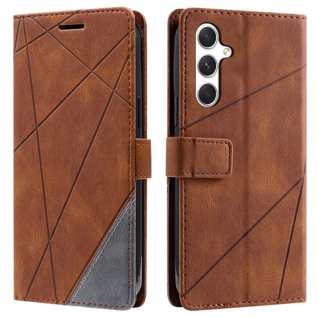For Samsung Galaxy A56 5G Case Imprinted Lines PU Leather Splicing Wallet Phone Cover