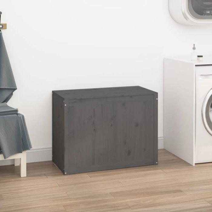VidaXL Boîte à linge Gris 88,5x44x66 cm Bois massif de pin 823571