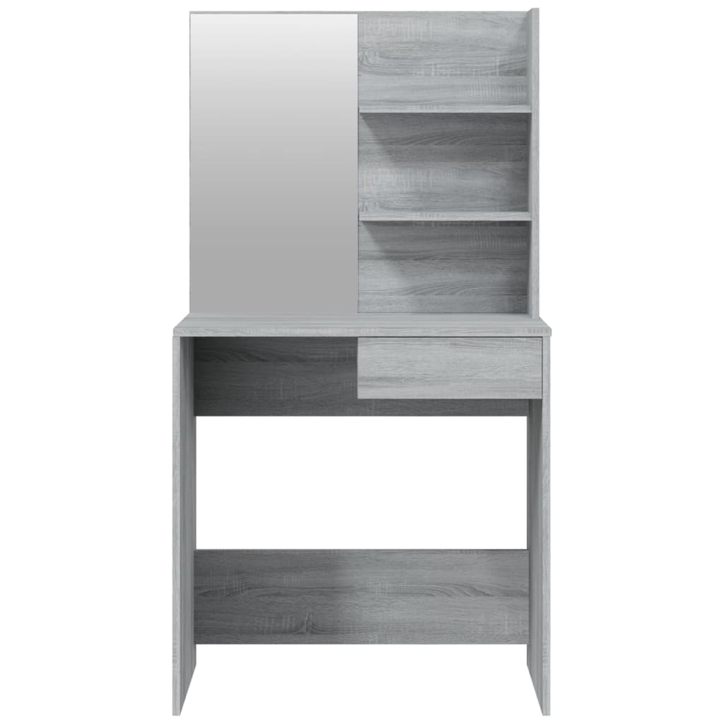 Schminktisch im Schlafzimmer mit Spiegel, Stauraum, 1 Schublade, 3 Ebenen Regale zur Aufbewahrung und Präsentation, 74,5x40x141 cm