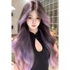 Sweet Purple Ombre Wig for Women: Long, Fluffy, Middle-Part, Natural Look, Elegant Daily Fashion, Full Head Coverage.