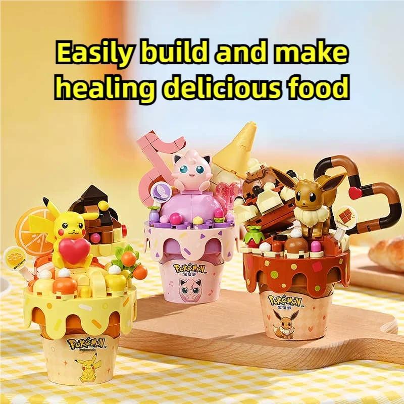 Pokemon Building Blocks Pikachu Squirtle Jigglypuff Ice Cream Model DIY Bricks Set Desktop Collection Decoration Kids Idea Gifts