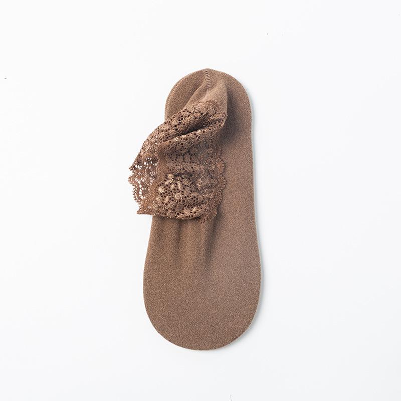 Women’s Non-Slip Lace Trim Thick Floor Socks for Autumn/Winter