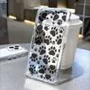 Black and White Paw Prints Lucency Phone Case for IPhone 14 15 16 13 12 11 17 Pro Max 12 13 Mini Soft Cover
