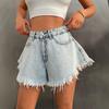 Shorts in Denim Moda Dimagrante da Donna con Frange - Orlo Grezzo, Stile Estivo