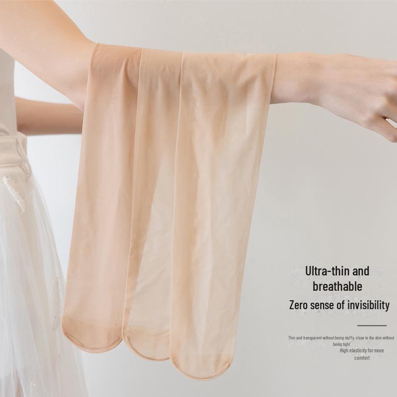 Ultracienkie Niewidoczne Czarne Pończochy dla Kobiet, Wiosna/Lato, Koloru Cielistego, Rozmiar Plus