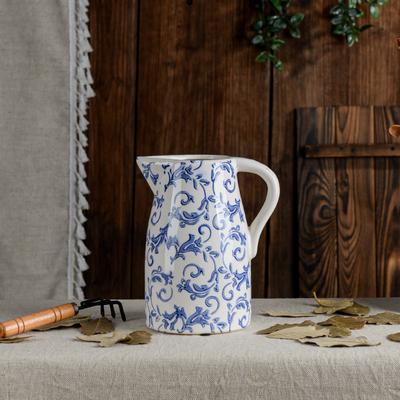 Vaso Ceramica Stampa e Tintura Sottosmalto Decorazione Desktop Retrò Soggiorno Fioriera Creativa Classica Piccola Dimensione